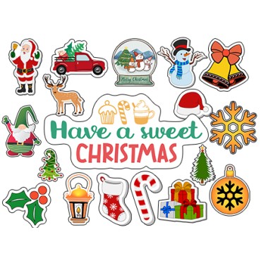 Christmas Stickers - 60 Fun Designs (5 A4 Sheets) | Self-Adhesive & Glossy
