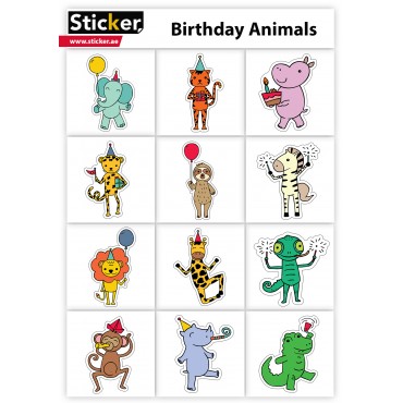 Birthday Stickers - 60 Fun Designs (5 A4 Sheets) | Self-Adhesive, Glossy