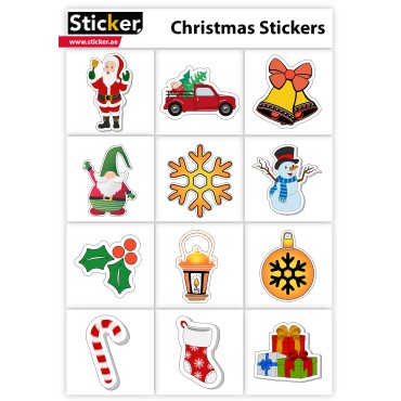 Christmas Stickers - 60 Fun Designs (5 A4 Sheets) | Self-Adhesive & Glossy