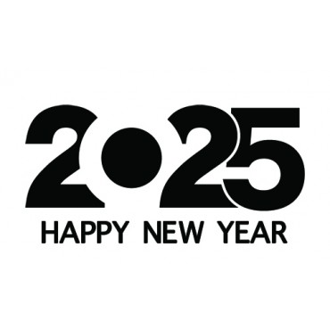 Happy New Year 2025 Iron-On Sticker for T-Shirts - Black Vinyl - 1 Piece